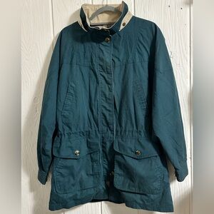 Vintage Cambridge MS Plaid-Lined Teal Field Jacket Utility Coat